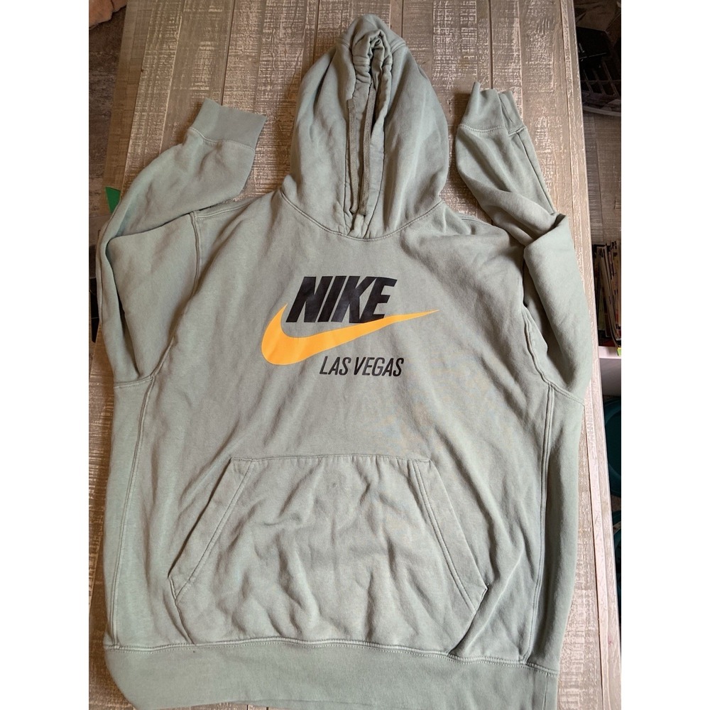 Nike Las Vegas Hoodie Men's Green Logo Yellow Swoosh Pullover Sweatshirt Large